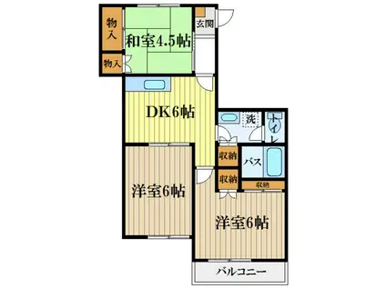 ヘーベル・レジデンス(3DK/1階)の間取り写真