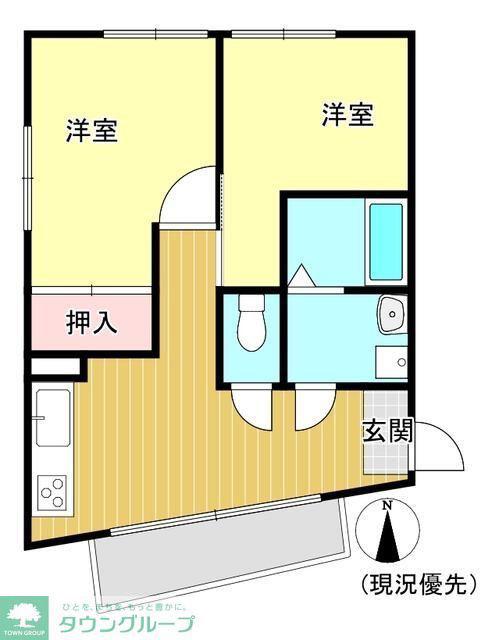 南湖植辰ビル(2DK/3階)の間取り写真