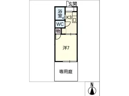 コートウエスト(1K/1階)の間取り写真