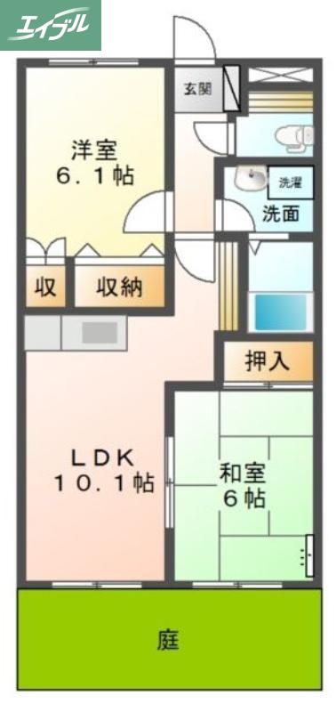 プロニティオオフク弐番館(2LDK/1階)の間取り写真