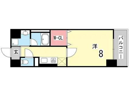 プレ・ラ・メール御影(1K/2階)の間取り写真