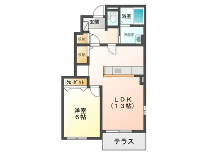 ララ・ヴィコロYOI(1LDK/1階)の間取り写真