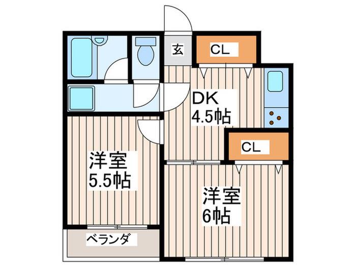 ロイヤルハイツ・エム(2DK/2階)の間取り写真
