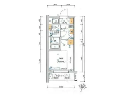 RISING PLACE綾瀬(1K/5階)の間取り写真