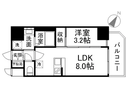 スワンズシティ神戸湊川II(1LDK/8階)の間取り写真