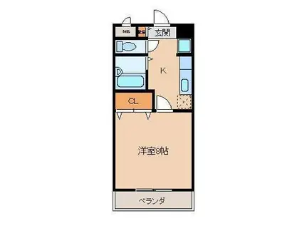 三宮ハイツ(1K/2階)の間取り写真