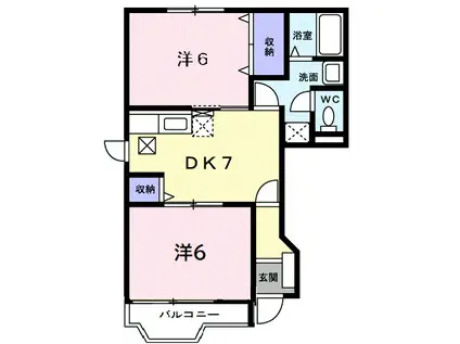 シャトー北新町II(2DK/1階)の間取り写真