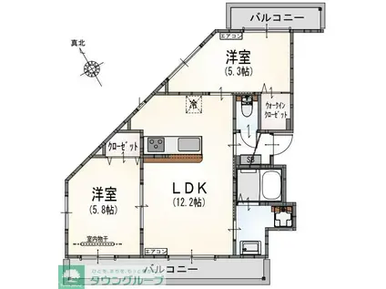 サンライズ登戸I(2LDK/2階)の間取り写真