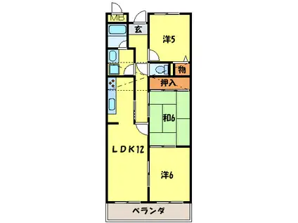ヴィラ三国ヶ丘Ⅱ(3LDK/4階)の間取り写真