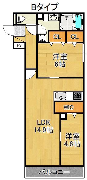LAMIACASA上住吉(2LDK/1階)の間取り写真