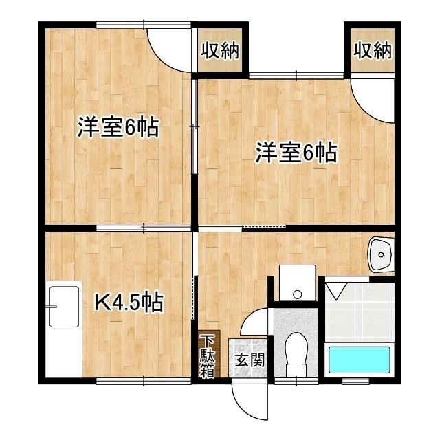 ハイツ山本(2DK/2階)の間取り写真