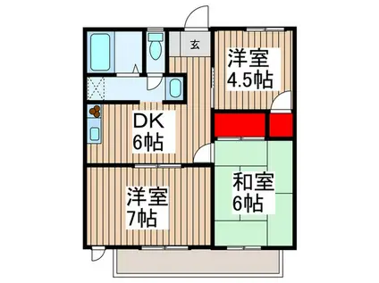 グリーンコート石田B(3DK/2階)の間取り写真