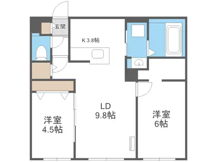 PLATZ新札幌(2LDK/1階)の間取り写真