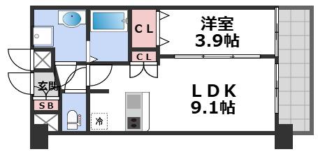 アドバンス大阪クラージュ(1LDK/10階)の間取り写真