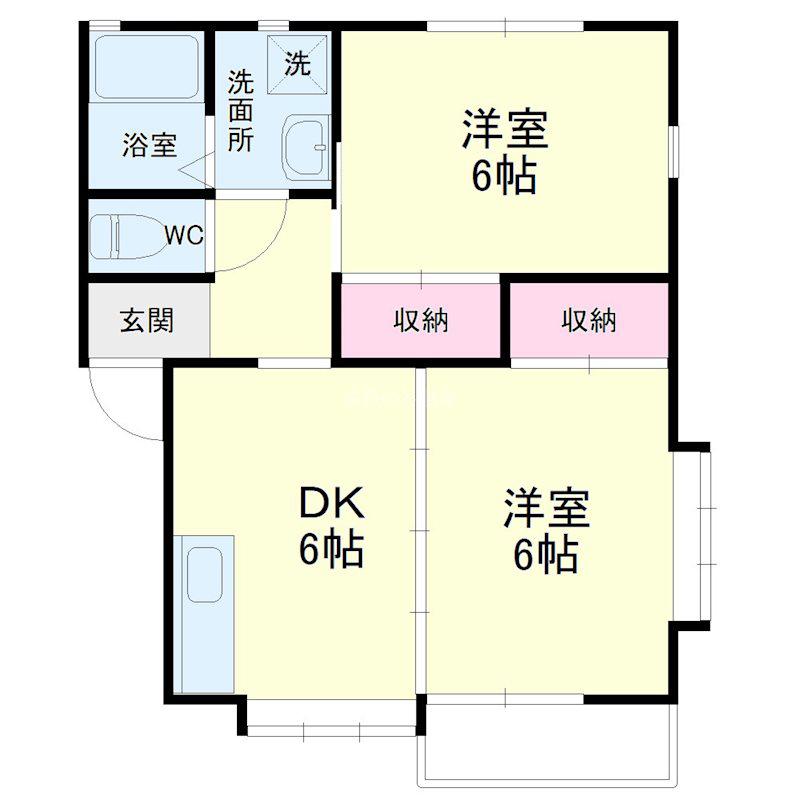 アビタシオン(2DK/1階)の間取り写真