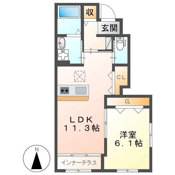 セリョン(1LDK/1階)の間取り写真