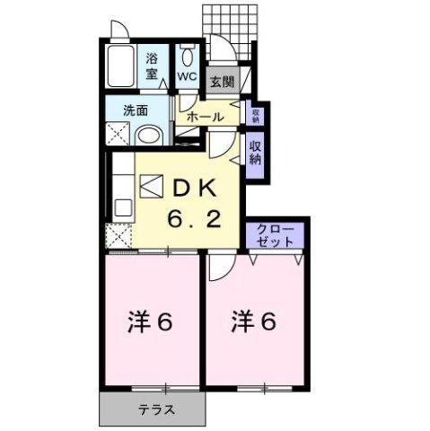 アバンツァートMII(2DK/1階)の間取り写真