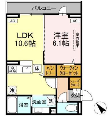 D PAINA 登戸II(1LDK/3階)の間取り写真