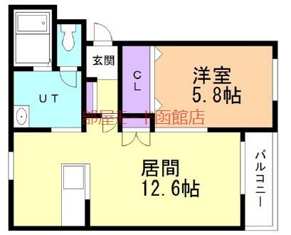 グランメールIII(1LDK/4階)の間取り写真