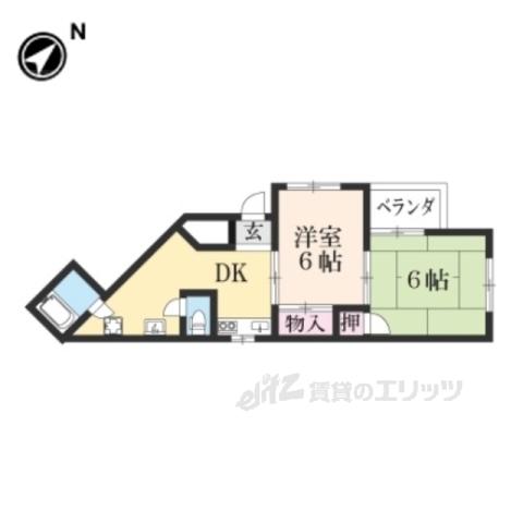 コーポ静(2K/3階)の間取り写真
