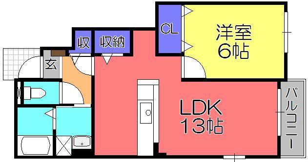 リバーサイド レジデンス(1LDK/1階)の間取り写真