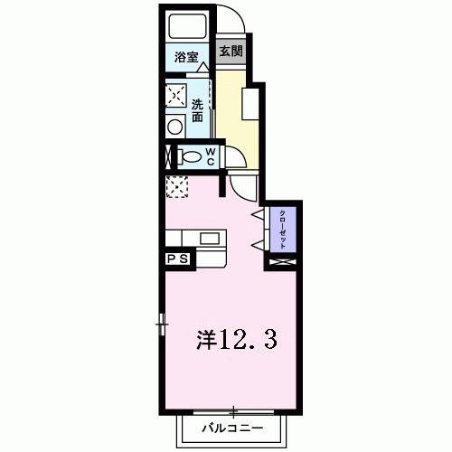 アヴニールI(ワンルーム/1階)の間取り写真
