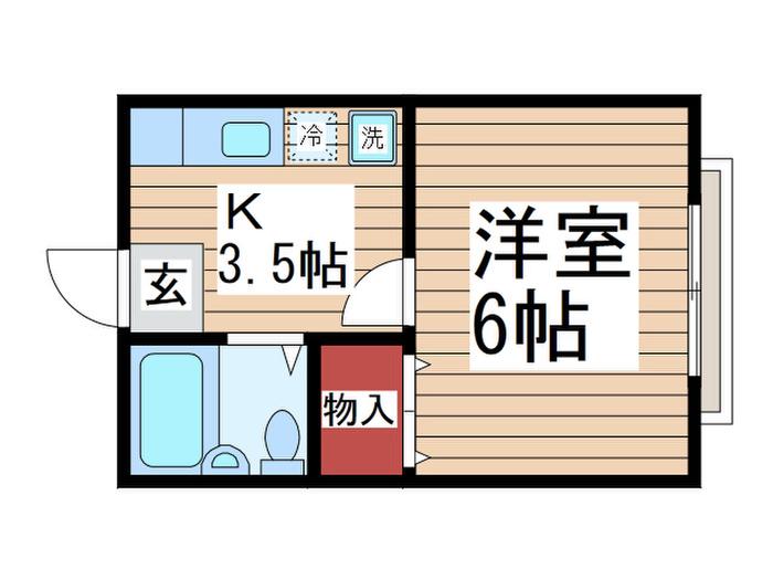 コーポサンライズII(1K/2階)の間取り写真