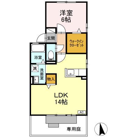 リヴェースかんだ(1LDK/1階)の間取り写真