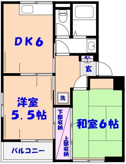 タウンコートダイキ(2DK/2階)の間取り写真