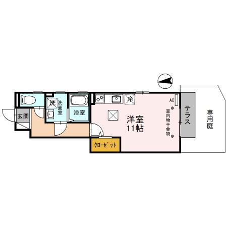 セジュール未来(ワンルーム/1階)の間取り写真