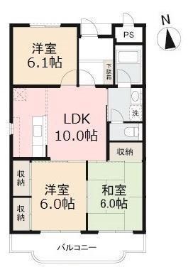 サンヴェール木太 南棟(3LDK/1階)の間取り写真