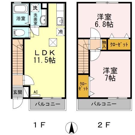 ソレアードミナミダ2(2LDK/1階)の間取り写真