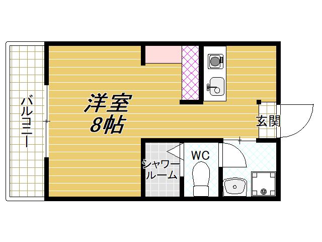 山元マンションB棟(ワンルーム/1階)の間取り写真