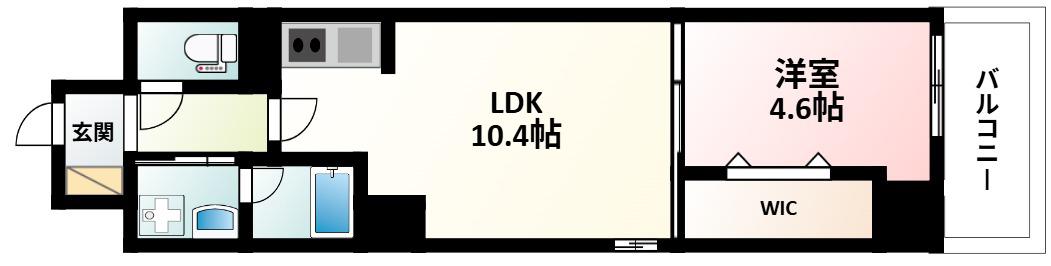 ブロード江坂広芝町レジデンス(1LDK/6階)の間取り写真