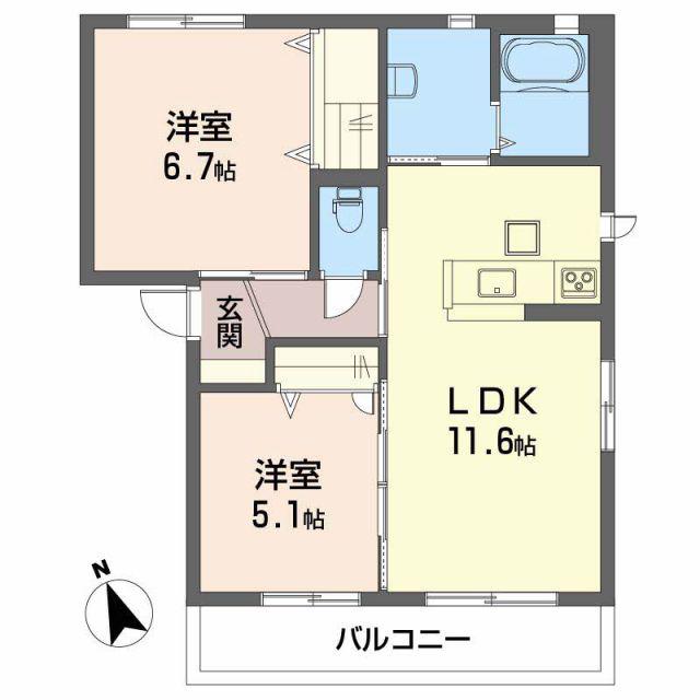 メゾン・フィオレンテ(2LDK/1階)の間取り写真