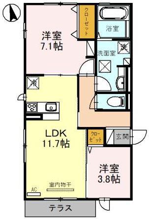 ARTERE北野田(2LDK/2階)の間取り写真