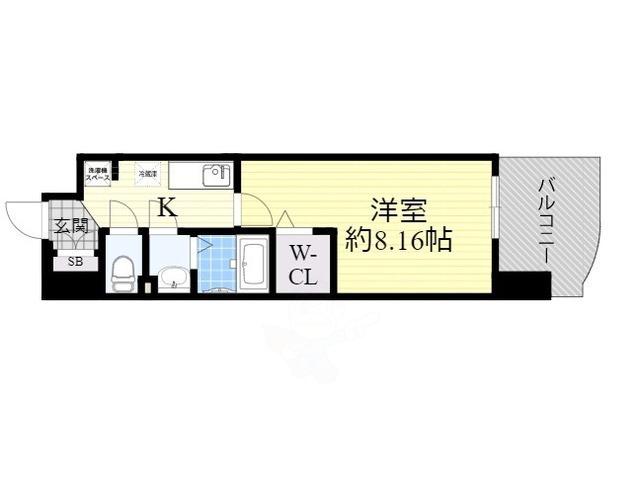 ラグゼ難波南(1K/7階)の間取り写真
