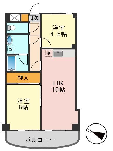 クオーレプロバンス篠崎(2LDK/7階)の間取り写真