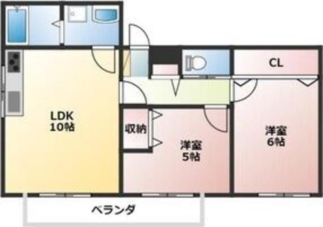 メゾンベルク(2LDK/1階)の間取り写真
