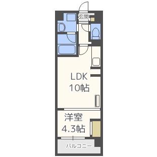 ルーエ桜川(1LDK/6階)の間取り写真
