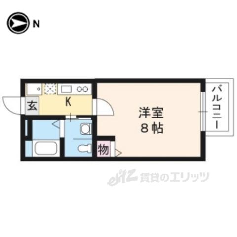 フラッティ一条智恵光院(1K/4階)の間取り写真