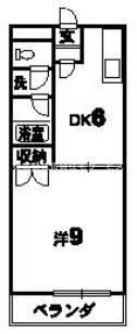 ハッピーハイツ北島(1DK/2階)の間取り写真