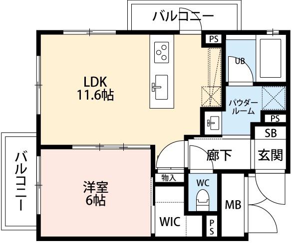 ボーリバージュ(1LDK/2階)の間取り写真