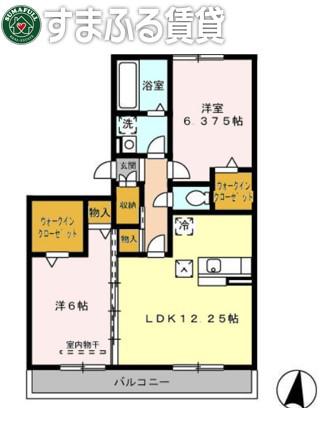 コンフォートヒルズ桜苑(2LDK/1階)の間取り写真