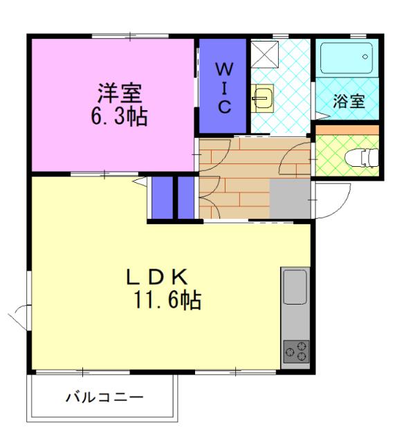 メゾンドK(1LDK/2階)の間取り写真