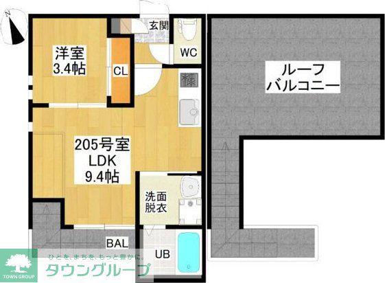 GRANDTIC内田橋(1LDK/2階)の間取り写真