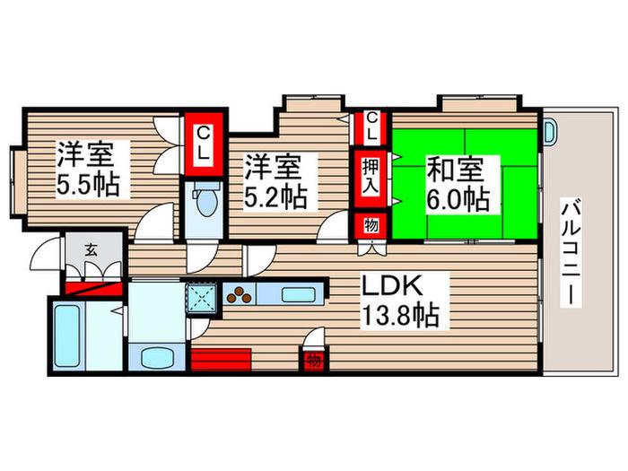 アステールふじみ野イーステーション(3LDK/3階)の間取り写真