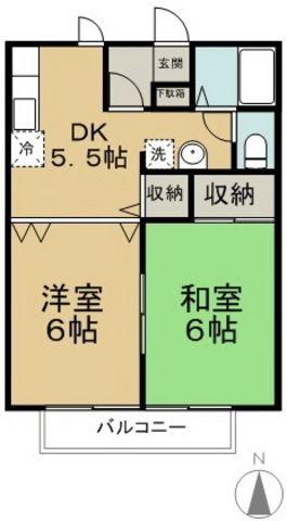 フローラA(1LDK/2階)の間取り写真
