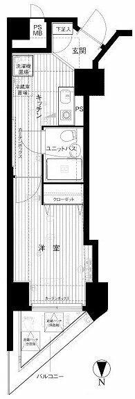 メインステージ東神田(1K/6階)の間取り写真