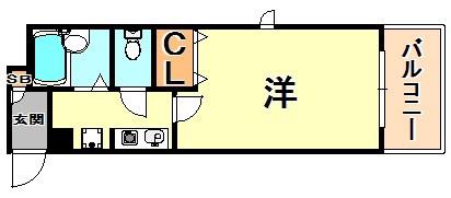 ヴェルディ神戸(1K/3階)の間取り写真